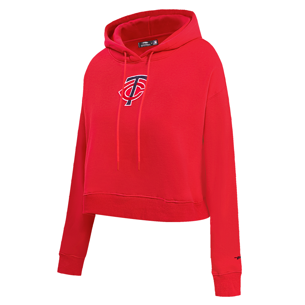 MLB MINNESOTA TWINS CLASSIC WOMEN'S CROPPED PULLOVER HOODIE (RED)