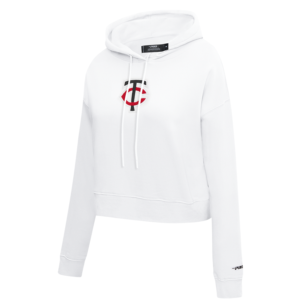 MLB MINNESOTA TWINS CLASSIC WOMEN'S CROPPED PULLOVER HOODIE (WHITE)