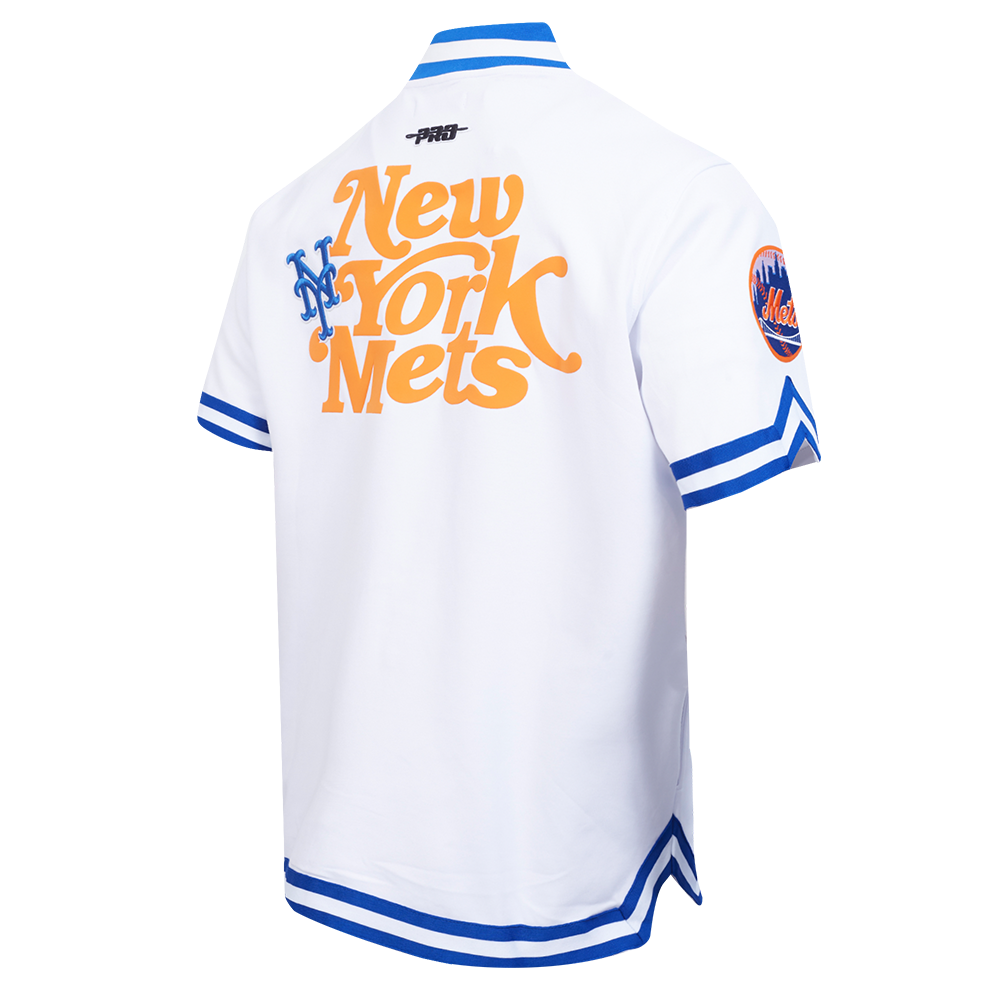MLB NEW YORK METS SOUVENIR MEN'S WARM UP JACKET (WHITE/ROYAL BLUE)