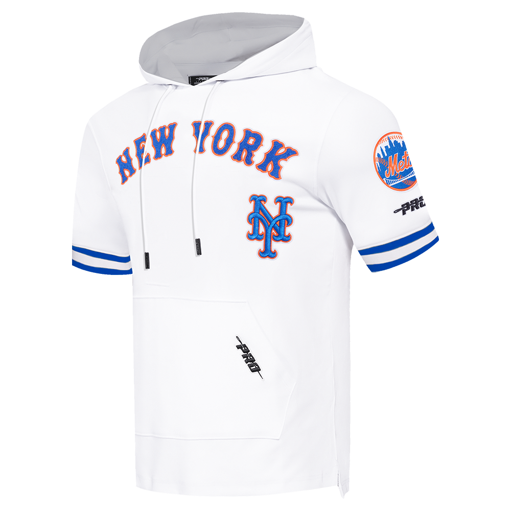 MLB NEW YORK METS CLASSIC CHENILLE CHANDAIL À CAPUCHON À MANCHES COURTES POUR HOMME (BLANC/BLEU ROYAL)