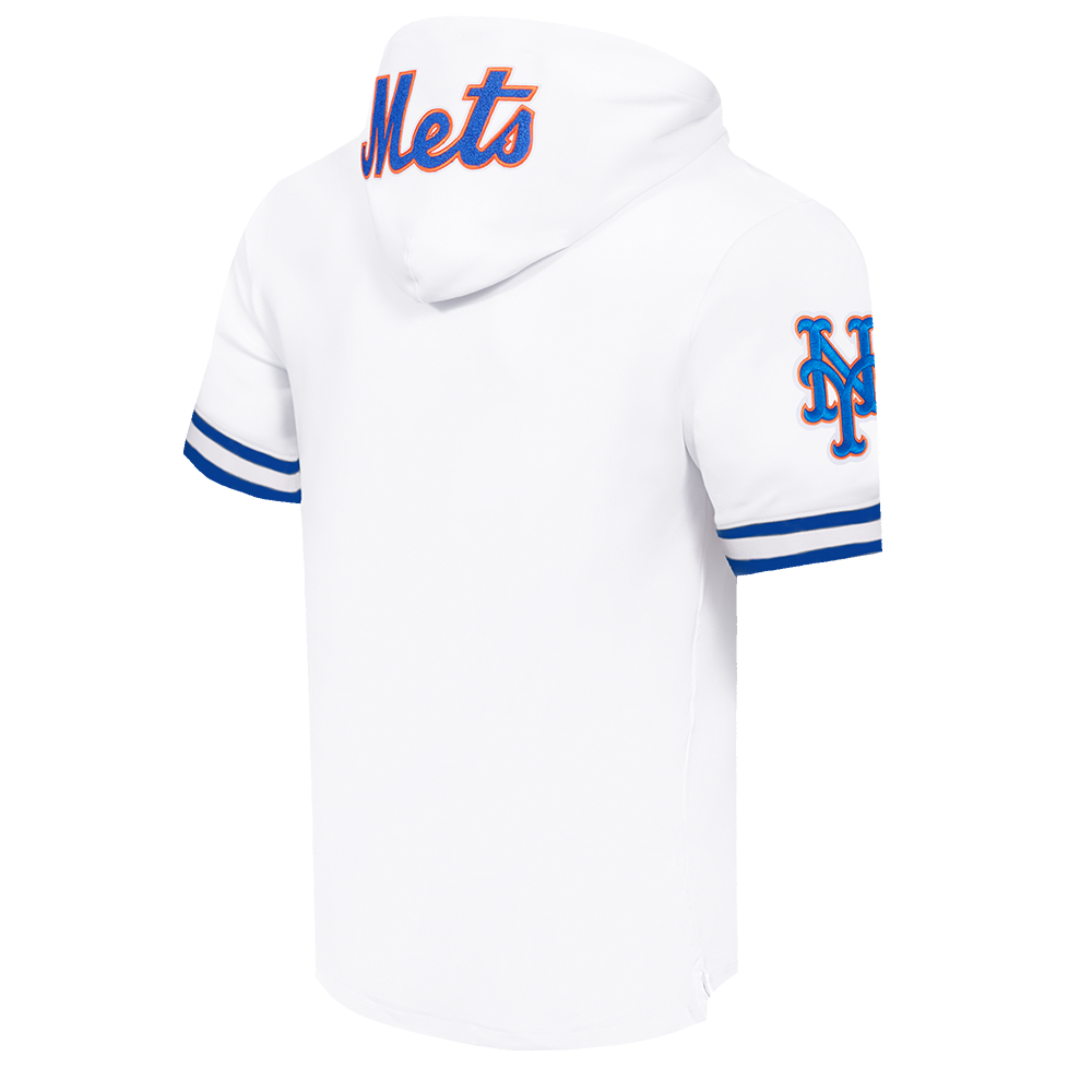 MLB NEW YORK METS CLASSIC CHENILLE CHANDAIL À CAPUCHON À MANCHES COURTES POUR HOMME (BLANC/BLEU ROYAL)