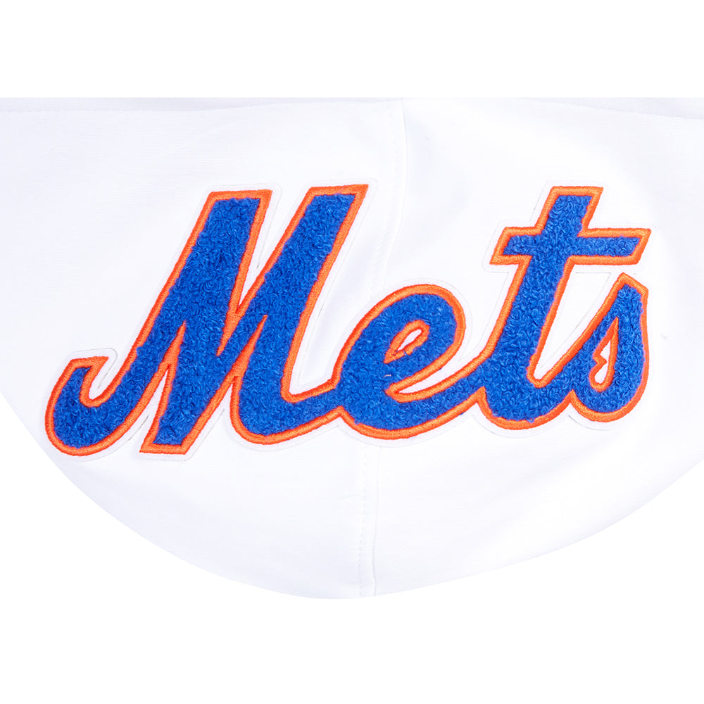 MLB NEW YORK METS CLASSIC CHENILLE CHANDAIL À CAPUCHON À MANCHES COURTES POUR HOMME (BLANC/BLEU ROYAL)