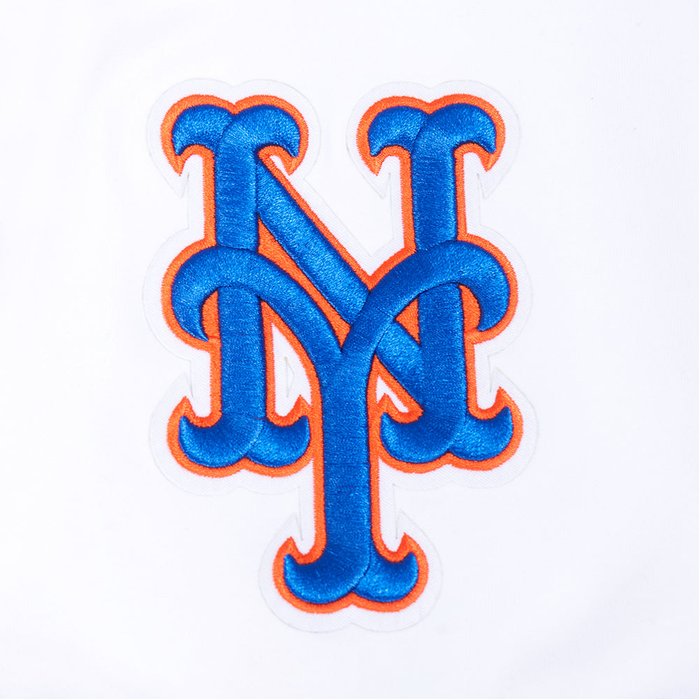 MLB NEW YORK METS CLASSIC CHENILLE CHANDAIL À CAPUCHON À MANCHES COURTES POUR HOMME (BLANC/BLEU ROYAL)