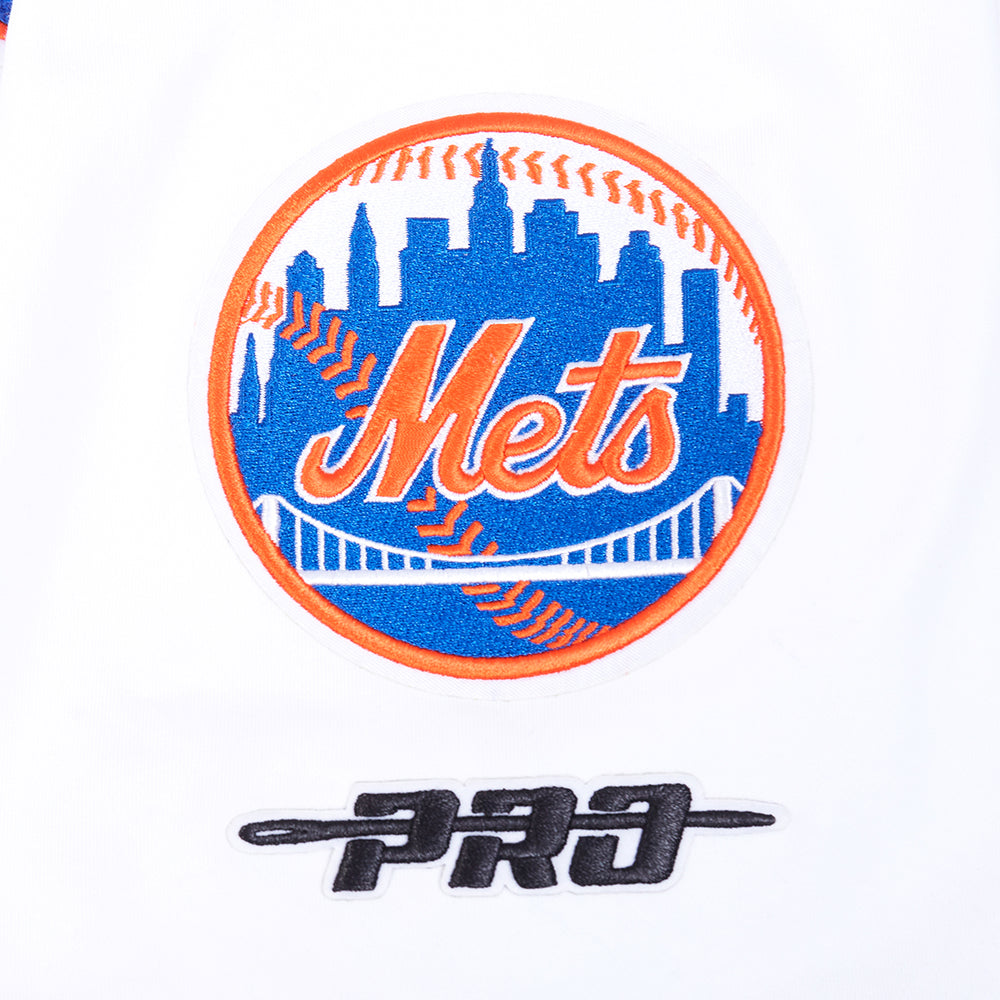MLB NEW YORK METS CLASSIC CHENILLE CHANDAIL À CAPUCHON À MANCHES COURTES POUR HOMME (BLANC/BLEU ROYAL)
