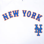 MLB NEW YORK METS CLASSIC CHENILLE CHANDAIL À CAPUCHON À MANCHES COURTES POUR HOMME (BLANC/BLEU ROYAL)