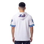 MLB NEW YORK METS CLASSIC CHENILLE CHANDAIL À CAPUCHON À MANCHES COURTES POUR HOMME (BLANC/BLEU ROYAL)