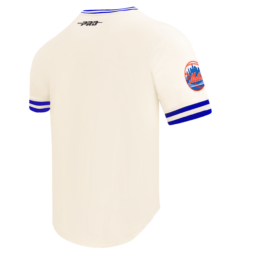 MLB NEW YORK METS RETRO CLASSICS HAUT EN MAILLE DOUBLE POUR HOMME (COQUILLE D'ŒUF/BLEU ROYAL)