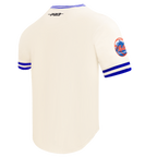 MLB NEW YORK METS RETRO CLASSICS HAUT EN MAILLE DOUBLE POUR HOMME (COQUILLE D'ŒUF/BLEU ROYAL)