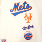 MLB NEW YORK METS RETRO CLASSICS HAUT EN MAILLE DOUBLE POUR HOMME (COQUILLE D'ŒUF/BLEU ROYAL)