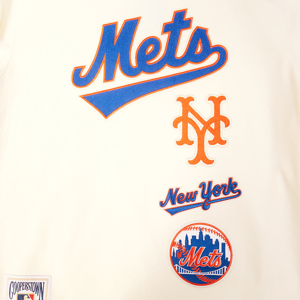 MLB NEW YORK METS RETRO CLASSICS HAUT EN MAILLE DOUBLE POUR HOMME (COQUILLE D'ŒUF/BLEU ROYAL)