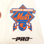 MLB NEW YORK METS RETRO CLASSICS HAUT EN MAILLE DOUBLE POUR HOMME (COQUILLE D'ŒUF/BLEU ROYAL)