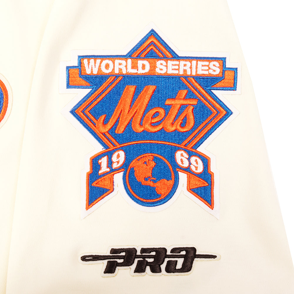 MLB NEW YORK METS RETRO CLASSICS HAUT EN MAILLE DOUBLE POUR HOMME (COQUILLE D'ŒUF/BLEU ROYAL)