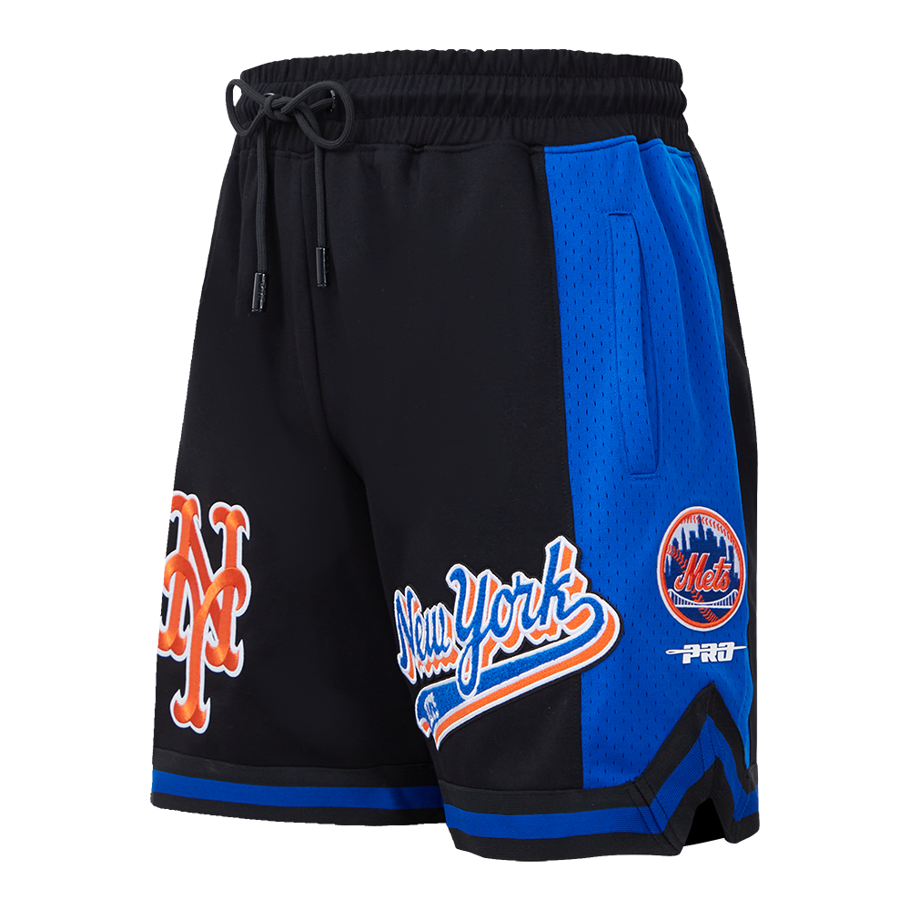 MLB NEW YORK METS SCRIPT TAIL SHORT EN MAILLE DOUBLE 2.0 POUR HOMME (NOIR/BLEU ROYAL/NOIR)