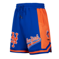 MLB NEW YORK METS SCRIPT TAIL SHORT EN MAILLE DOUBLE 2.0 POUR HOMME (BLEU ROYAL/ORANGE)