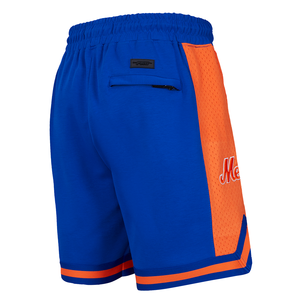 MLB NEW YORK METS SCRIPT TAIL SHORT EN MAILLE DOUBLE 2.0 POUR HOMME (BLEU ROYAL/ORANGE)