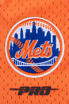MLB NEW YORK METS SCRIPT TAIL SHORT EN MAILLE DOUBLE 2.0 POUR HOMME (BLEU ROYAL/ORANGE)
