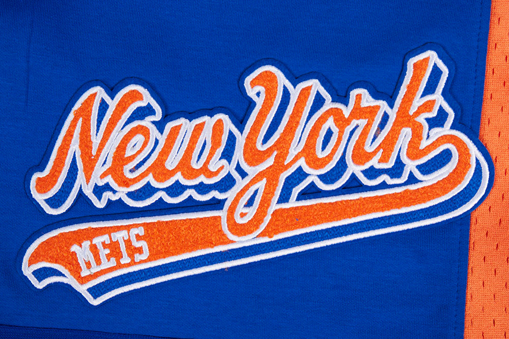 MLB NEW YORK METS SCRIPT TAIL SHORT EN MAILLE DOUBLE 2.0 POUR HOMME (BLEU ROYAL/ORANGE)