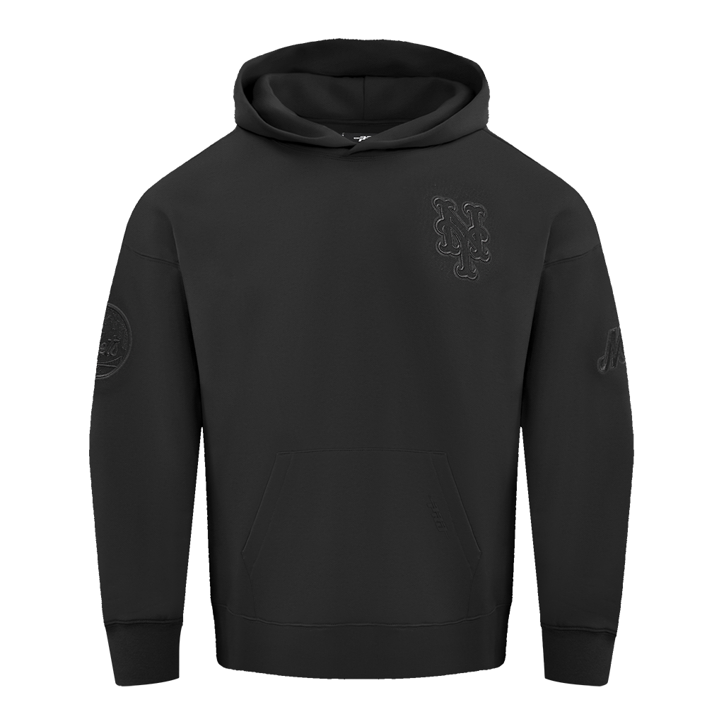 MLB NEW YORK METS NEUTRAL MEN'S  DROP SHOULDER FLC PO HOODIE (BLACK)