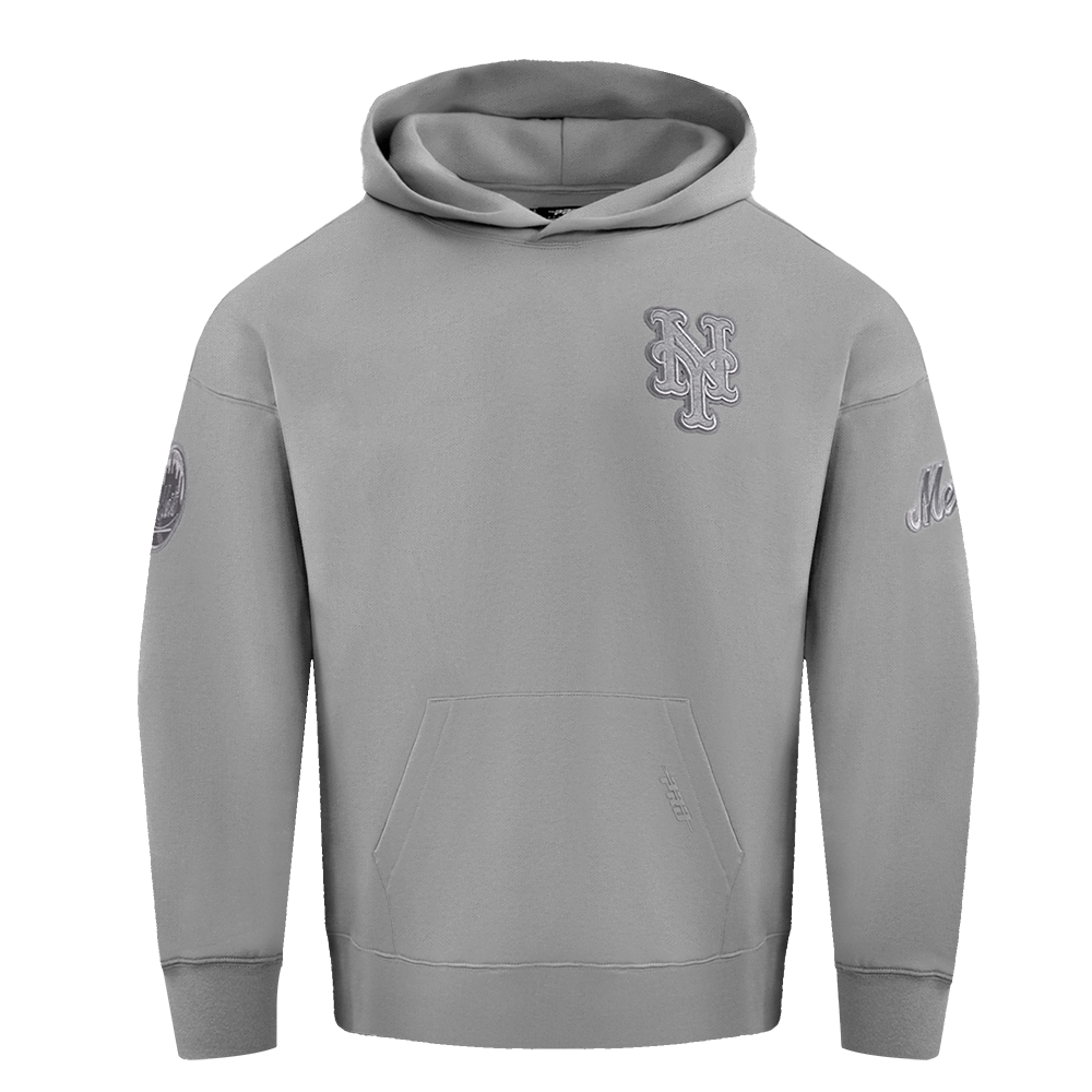 MLB NEW YORK METS NEUTRAL MEN'S  DROP SHOULDER FLC PO HOODIE (DARK HEATHER GRAY)