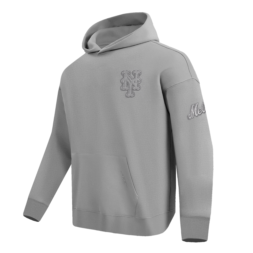 MLB NEW YORK METS NEUTRAL MEN'S  DROP SHOULDER FLC PO HOODIE (DARK HEATHER GRAY)