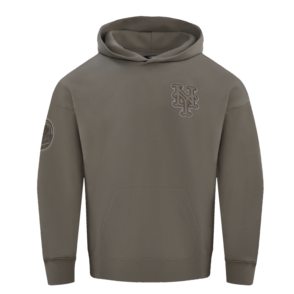 MLB NEW YORK METS NEUTRAL MEN'S  DROP SHOULDER FLC PO HOODIE (DARK TAUPE)