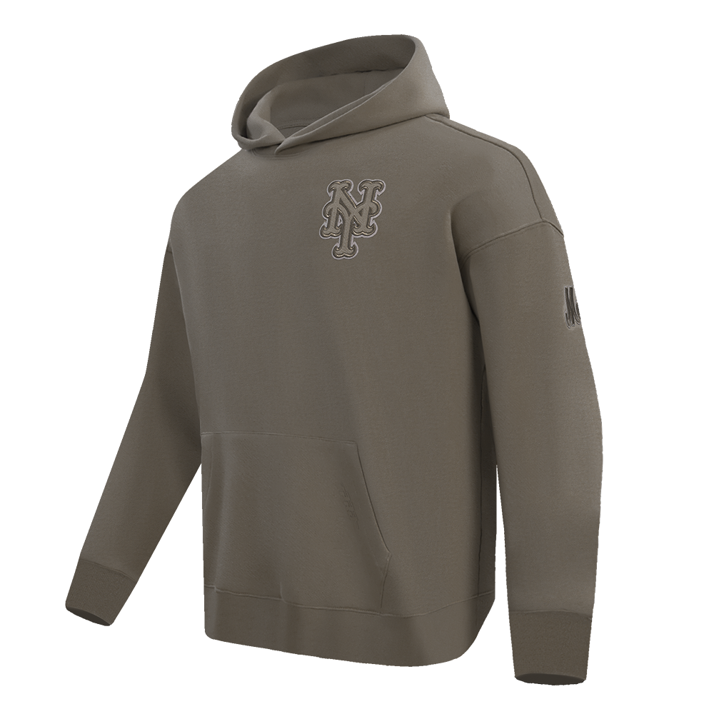 MLB NEW YORK METS NEUTRAL MEN'S  DROP SHOULDER FLC PO HOODIE (DARK TAUPE)