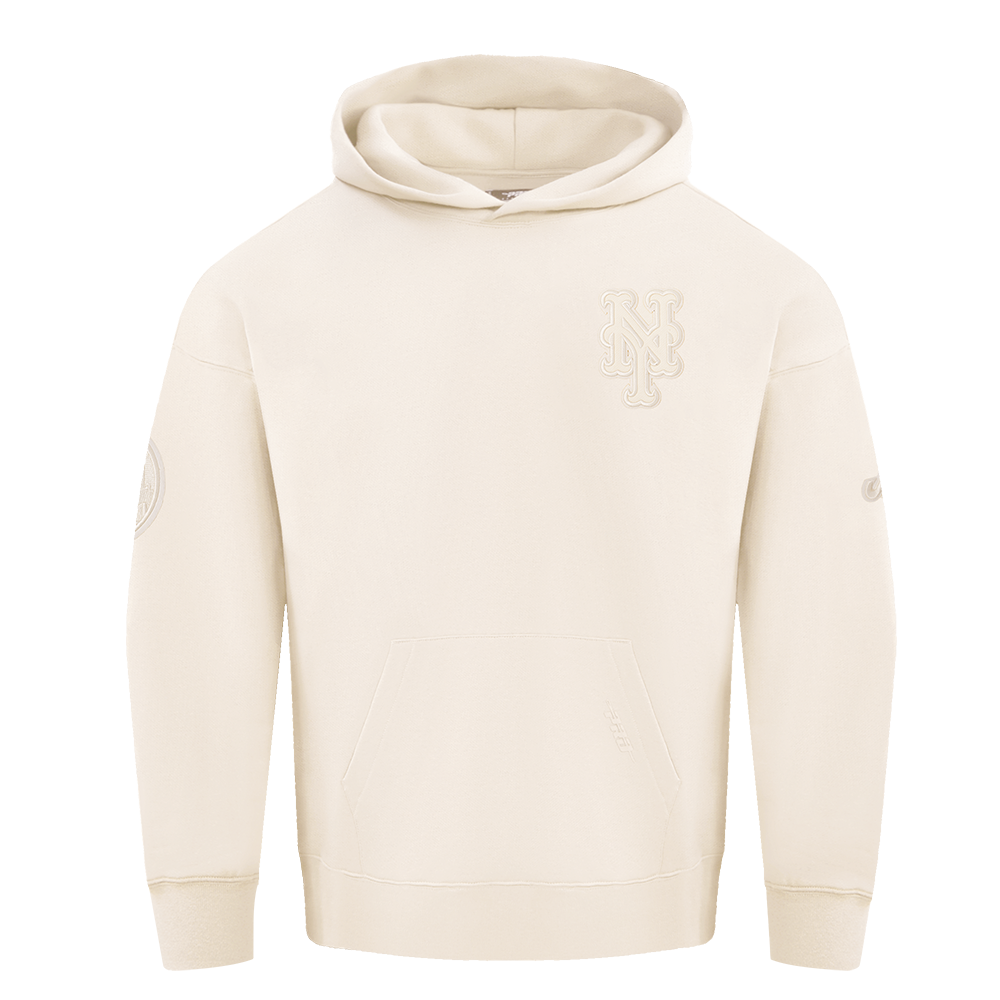 MLB NEW YORK METS NEUTRAL CHANDAIL À CAPUCHON EN MOLLETON À ÉPAULES TOMBANTES POUR HOMME (COQUILLE D'ŒUF)