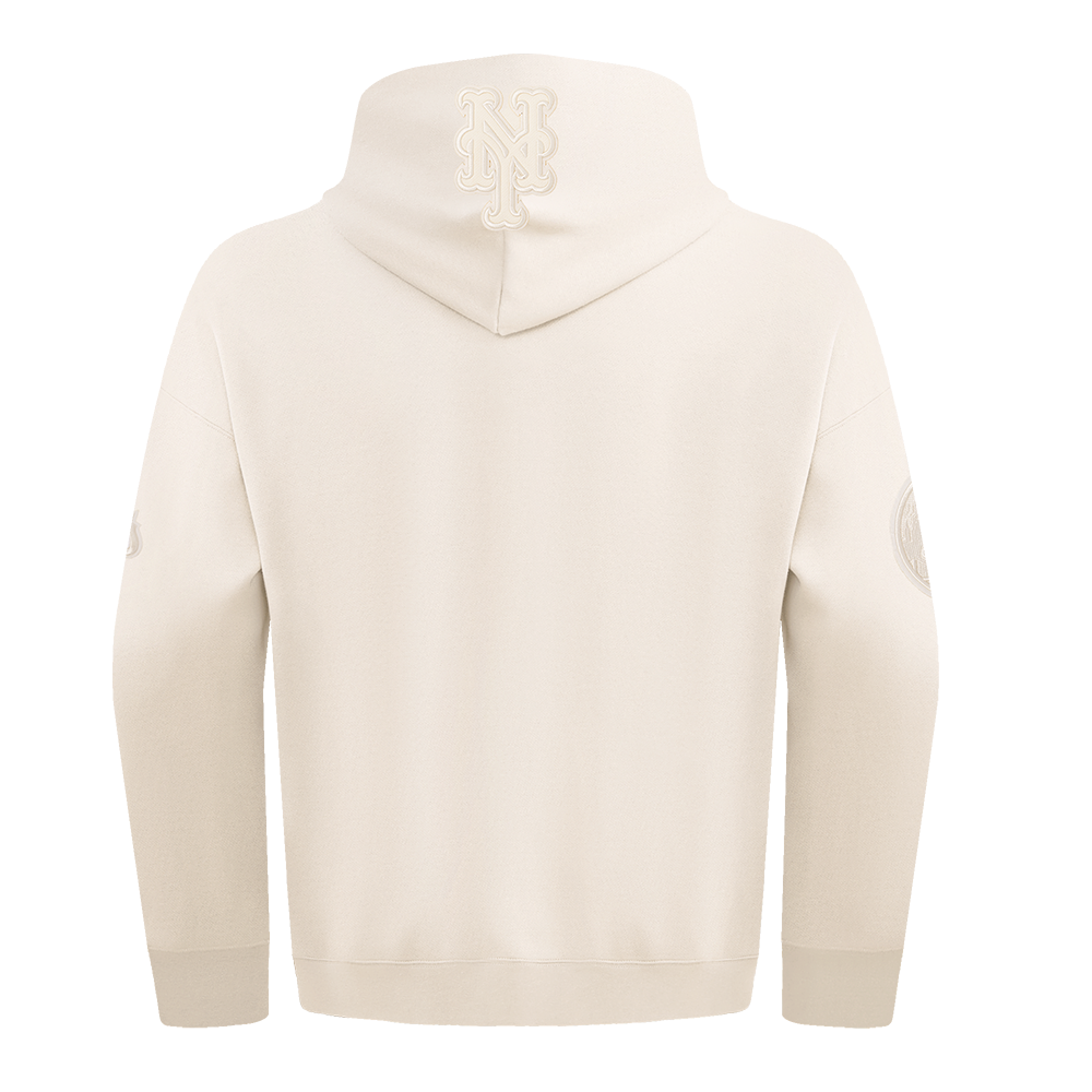 MLB NEW YORK METS NEUTRAL CHANDAIL À CAPUCHON EN MOLLETON À ÉPAULES TOMBANTES POUR HOMME (COQUILLE D'ŒUF)