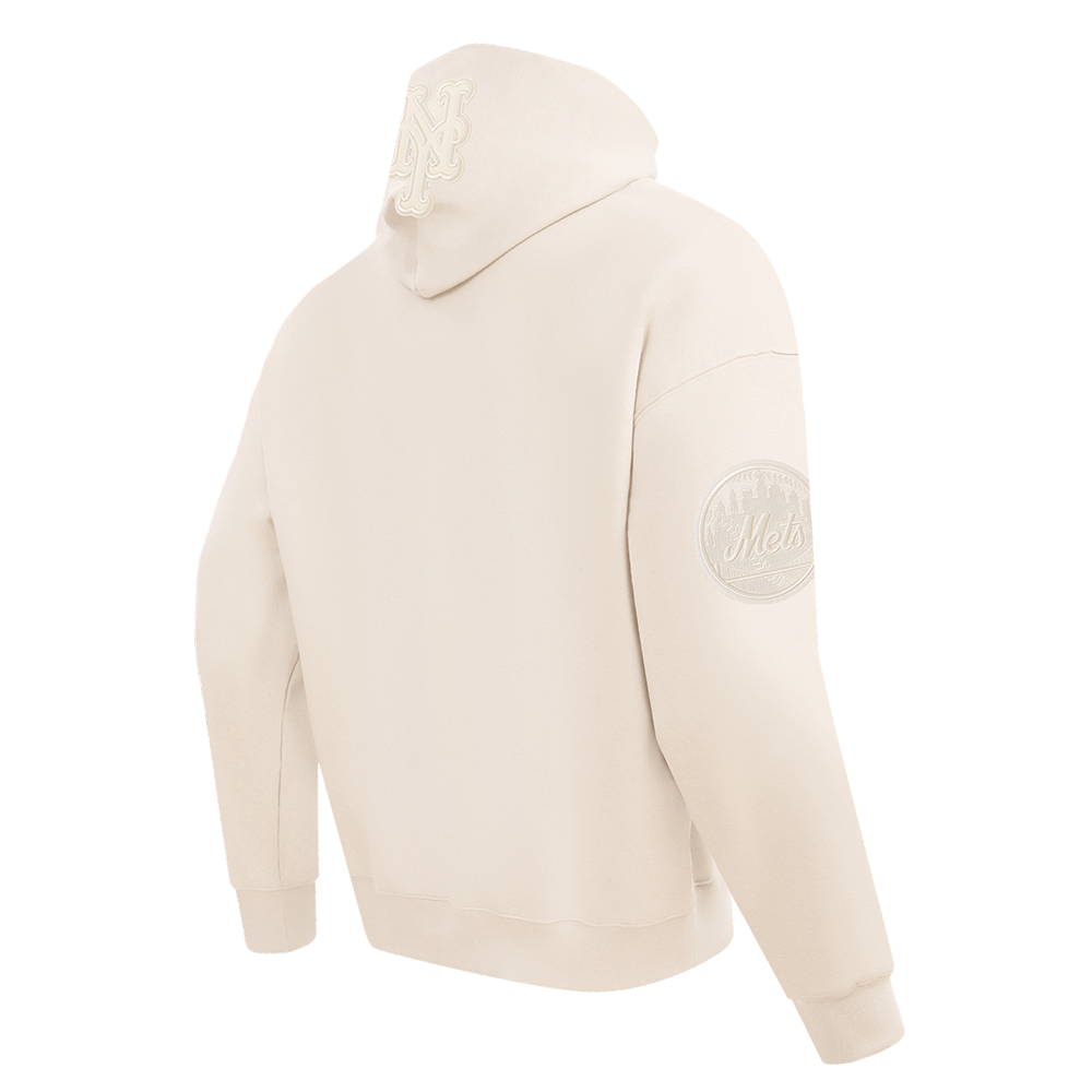 MLB NEW YORK METS NEUTRAL CHANDAIL À CAPUCHON EN MOLLETON À ÉPAULES TOMBANTES POUR HOMME (COQUILLE D'ŒUF)