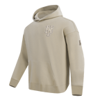 MLB NEW YORK METS NEUTRAL CHANDAIL À CAPUCHON EN MOLLETON À ÉPAULES TOMBANTES POUR HOMME (TAUPE)
