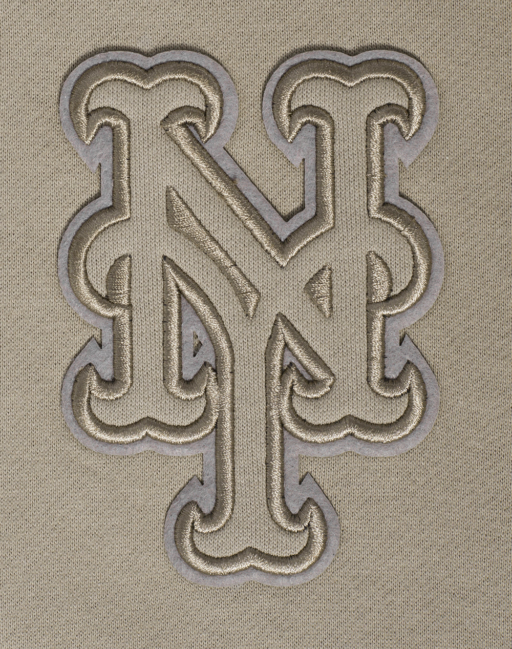 MLB NEW YORK METS NEUTRAL CHANDAIL À CAPUCHON EN MOLLETON À ÉPAULES TOMBANTES POUR HOMME (TAUPE)