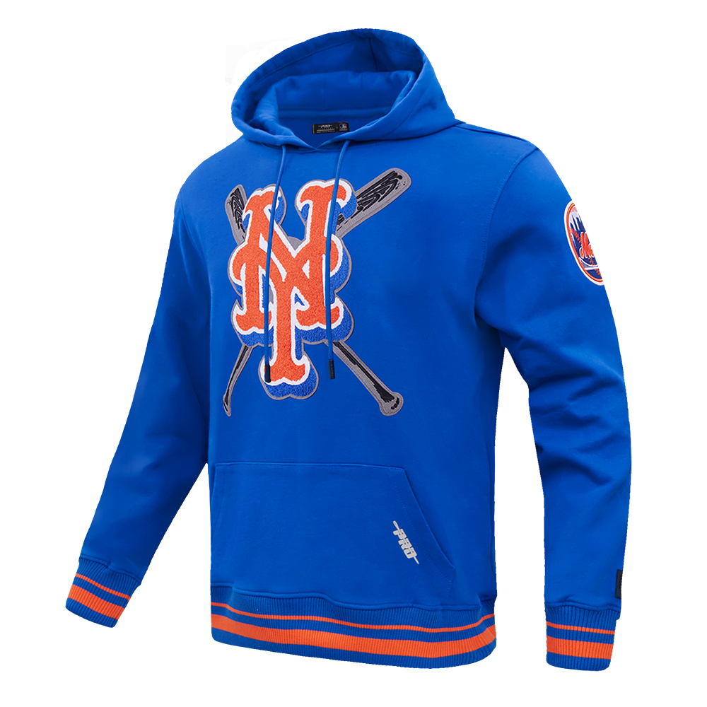 MLB NEW YORK METS MASH UP MEN'S RIB FLC PO HOODIE (ROYAL/ORANGE/ROYAL)
