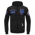 MLB NEW YORK METS CLASSIC WIND SUIT CHANDAIL À CAPUCHON TISSÉ À GLISSIÈRE POUR HOMME (NOIR)