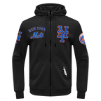 MLB NEW YORK METS CLASSIC WIND SUIT CHANDAIL À CAPUCHON TISSÉ À GLISSIÈRE POUR HOMME (NOIR)