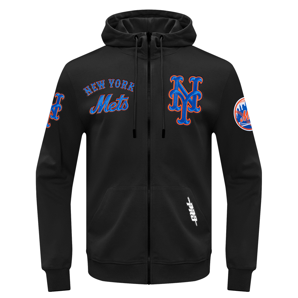 MLB NEW YORK METS CLASSIC WIND SUIT CHANDAIL À CAPUCHON TISSÉ À GLISSIÈRE POUR HOMME (NOIR)