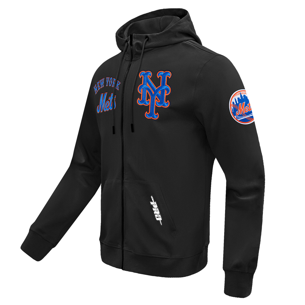 MLB NEW YORK METS CLASSIC WIND SUIT MEN'S WOVEN FZ PO HOODIE (BLACK)