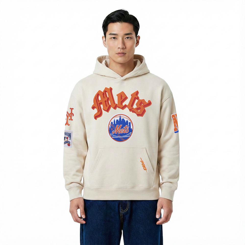 MLB NEW YORK METS BEST OF CHANDAIL À CAPUCHON EN MOLLETON À ÉPAULES TOMBANTES POUR HOMME (COQUILLE D'ŒUF)