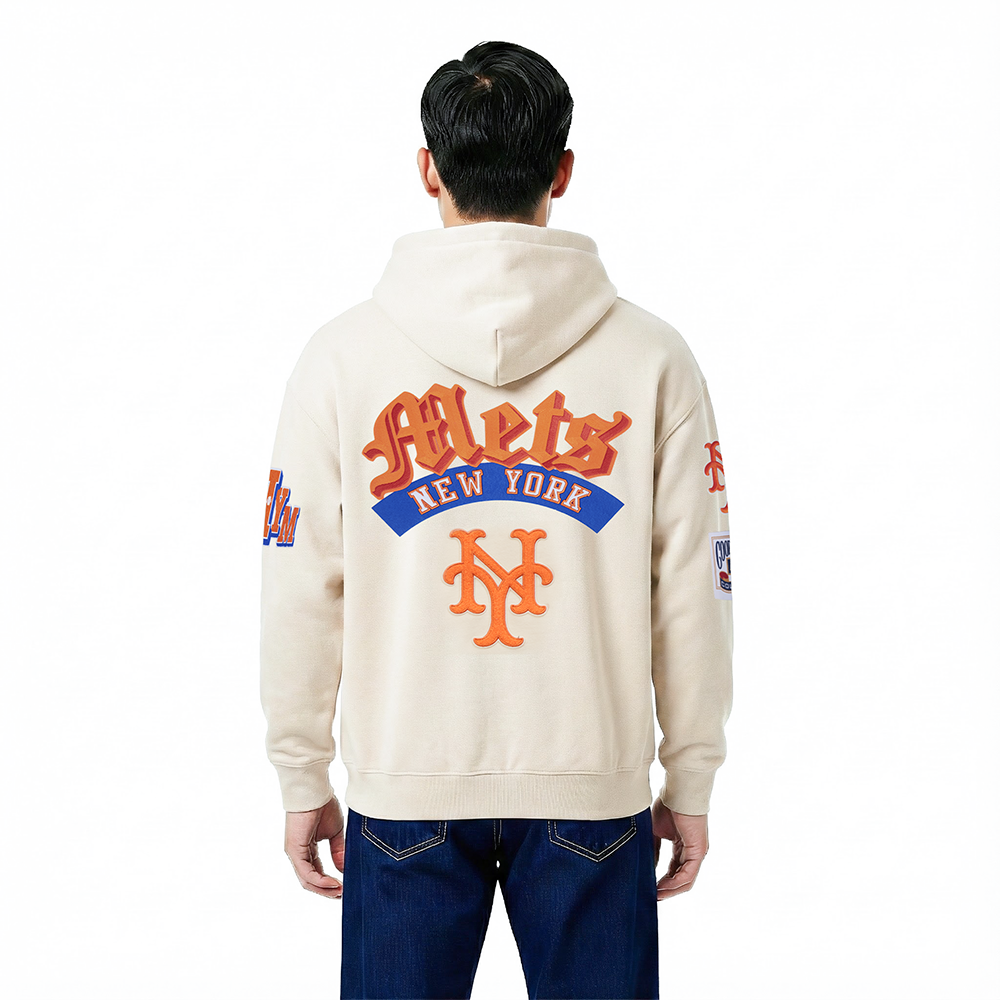 MLB NEW YORK METS BEST OF CHANDAIL À CAPUCHON EN MOLLETON À ÉPAULES TOMBANTES POUR HOMME (COQUILLE D'ŒUF)