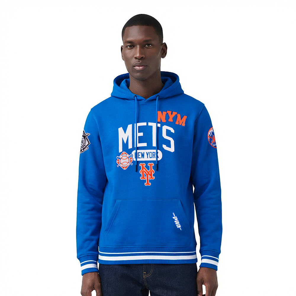 MLB NEW YORK METS LETTERMAN CHANDAIL À CAPUCHON POUR HOMME (BLEU ROYAL)