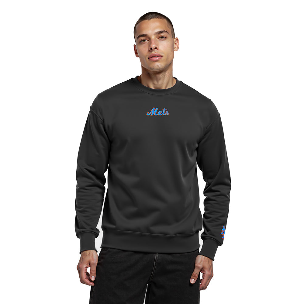 MLB NEW YORK METS WINGSPAN MEN'S DROP SHOULDER FLC CREWNECK v2 (BLACK)