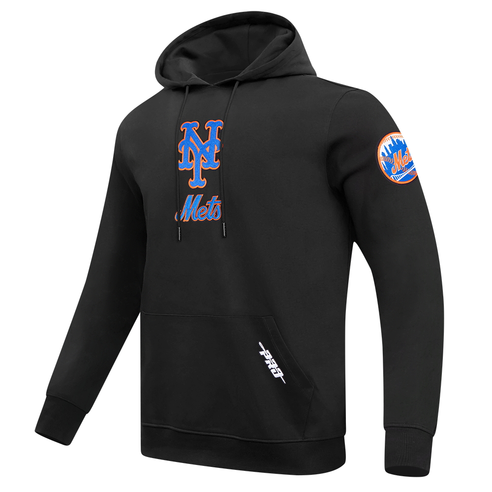 MLB NEW YORK METS CLASSIC CHENILLE CHANDAIL À CAPUCHON EN MAILLE DOUBLE POUR HOMME (NOIR)