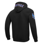 MLB NEW YORK METS CLASSIC CHENILLE CHANDAIL À CAPUCHON EN MAILLE DOUBLE POUR HOMME (NOIR)