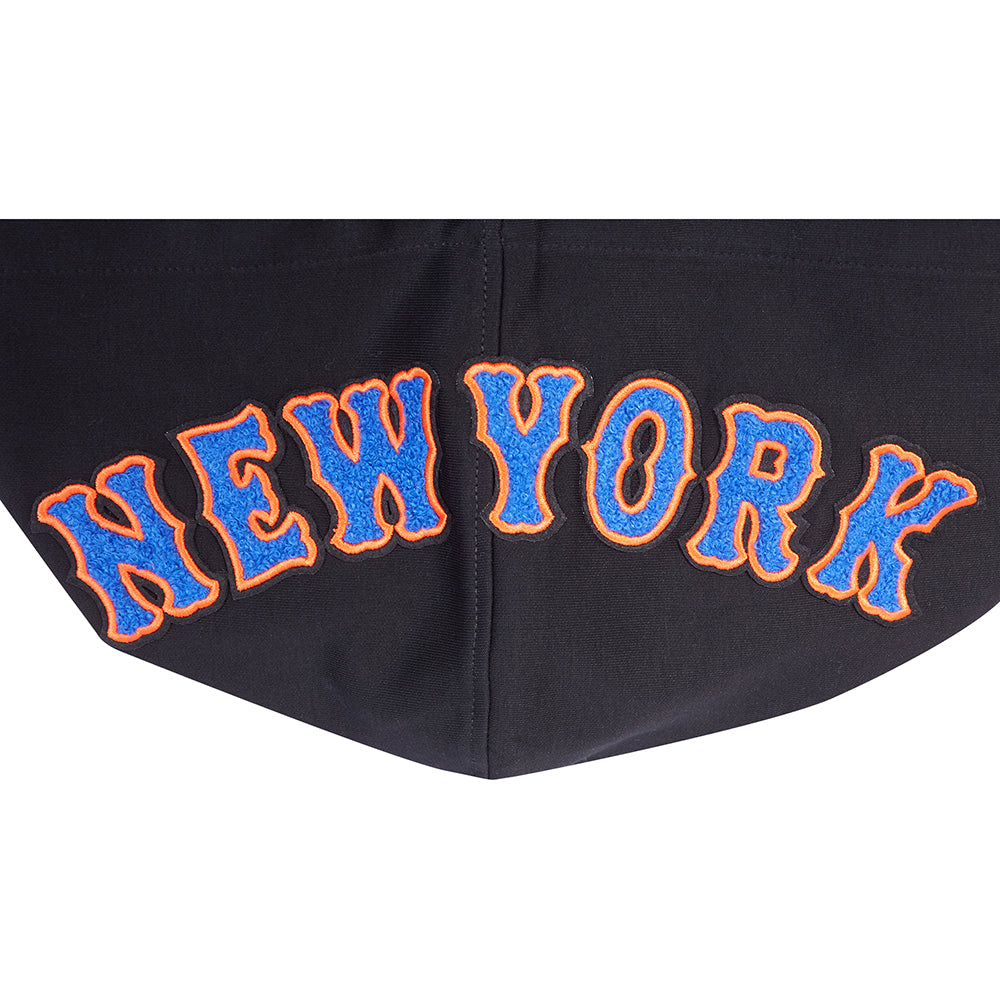 MLB NEW YORK METS CLASSIC CHENILLE CHANDAIL À CAPUCHON EN MAILLE DOUBLE POUR HOMME (NOIR)