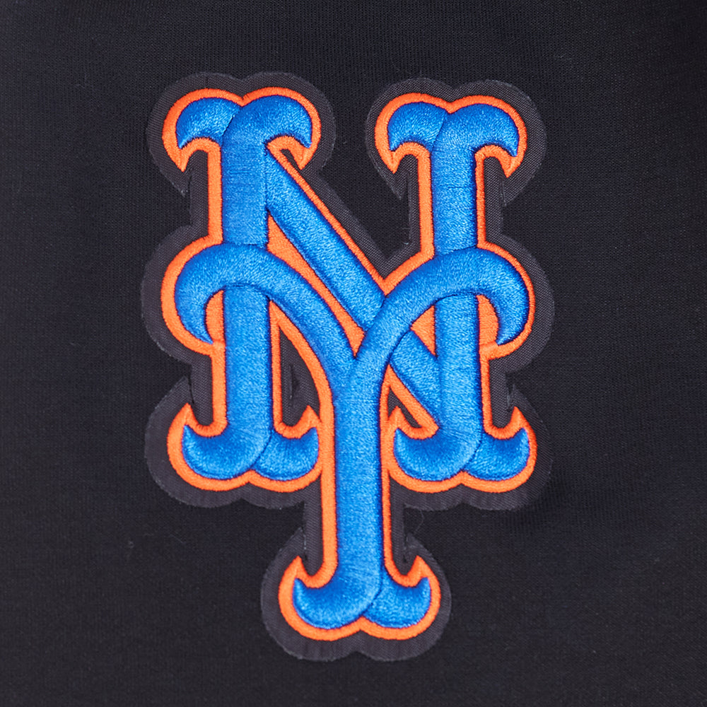 MLB NEW YORK METS CLASSIC CHENILLE CHANDAIL À CAPUCHON EN MAILLE DOUBLE POUR HOMME (NOIR)