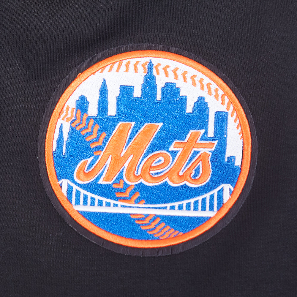 MLB NEW YORK METS CLASSIC CHENILLE CHANDAIL À CAPUCHON EN MAILLE DOUBLE POUR HOMME (NOIR)