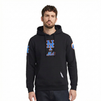 MLB NEW YORK METS CLASSIC CHENILLE CHANDAIL À CAPUCHON EN MAILLE DOUBLE POUR HOMME (NOIR)