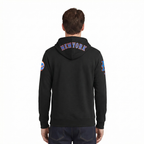MLB NEW YORK METS CLASSIC CHENILLE CHANDAIL À CAPUCHON EN MAILLE DOUBLE POUR HOMME (NOIR)