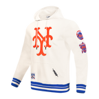 MLB NEW YORK METS RETRO CLASSICS MEN'S RIB FLC PO HOODIE (EGGSHELL/ROYAL BLUE)