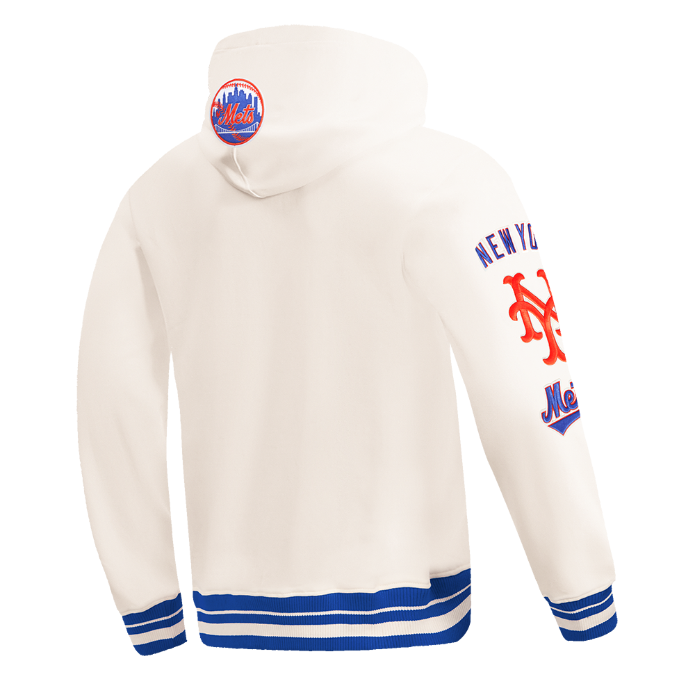 MLB NEW YORK METS RETRO CLASSICS MEN'S RIB FLC PO HOODIE (EGGSHELL/ROYAL BLUE)
