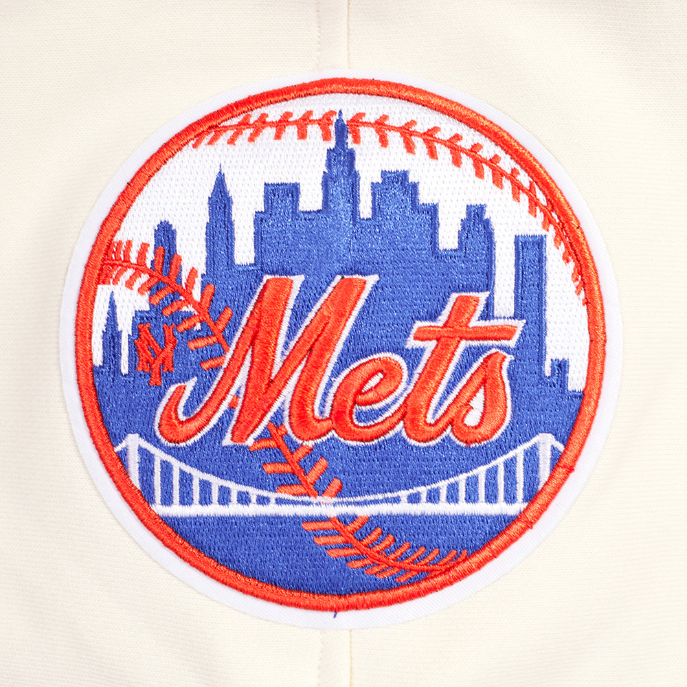 MLB NEW YORK METS RETRO CLASSICS MEN'S RIB FLC PO HOODIE (EGGSHELL/ROYAL BLUE)